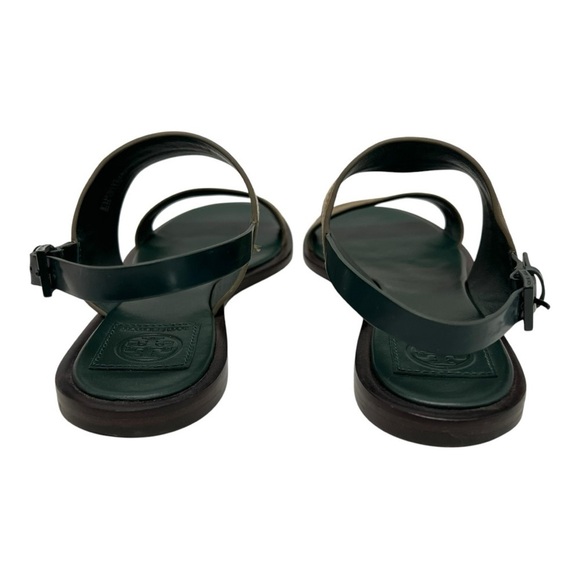 Tory Burch Edina Green Leather Colorblock Slingback Soho Lux Sandals Women’s 8.5 - Picture 7 of 16